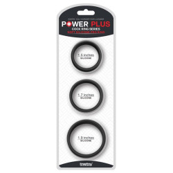 LoveToy Pack de 3 cockrings silicone SiliRing Noirs